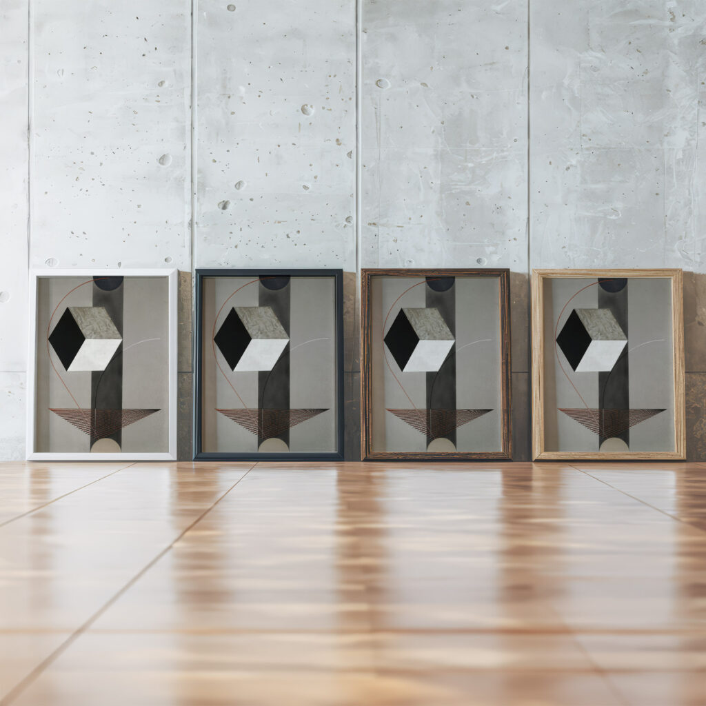 Proun 99 ca. 1923–25 El Lissitzky framed posters mockup