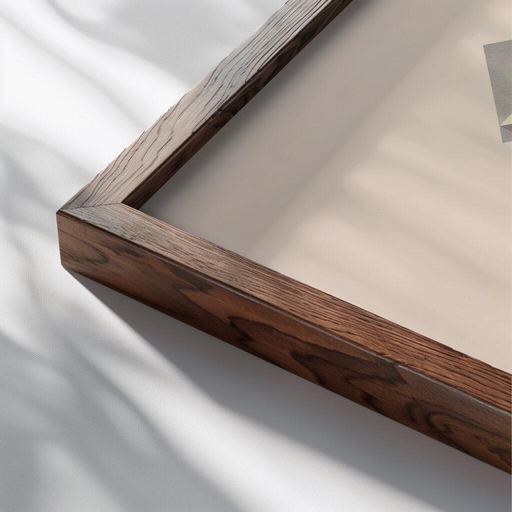 Proun IV – Blatt 4 der I. Kestnermappe Proun 1923 El Lissitzky close up dark wood mockup