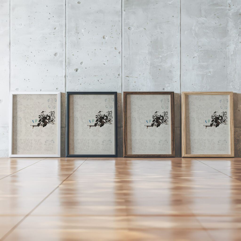 Przerys wzoru z kilimu ukrainskiego 1934 Sofija Paraszczuk 2 framed posters mockup