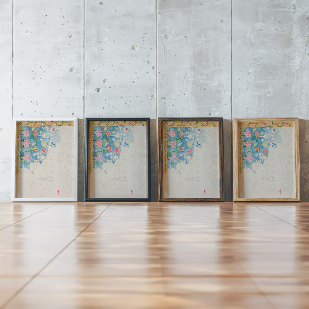 Przerys wzoru z kilimu ukrainskiego 1934 Sofija Paraszczuk framed posters mockup