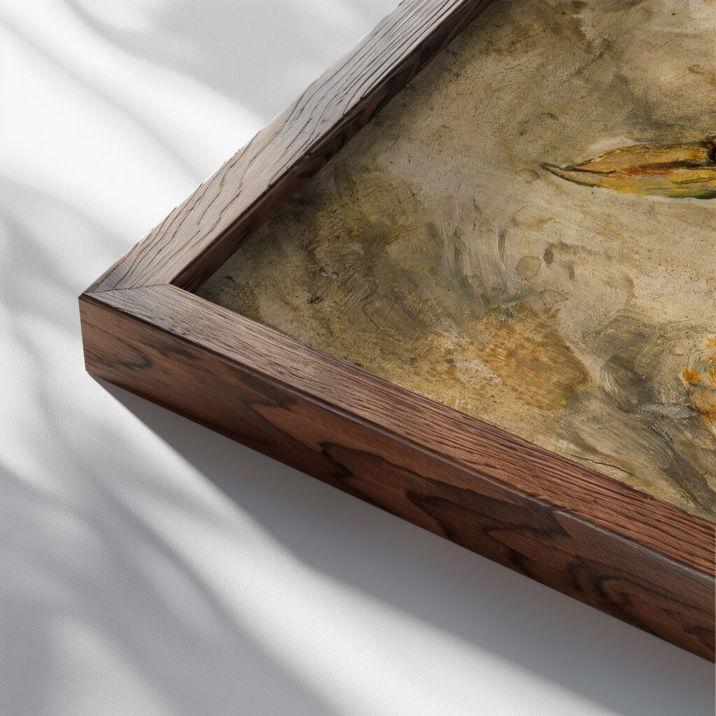Ptaki 1921 Tadeusz Makowski close up dark wood mockup