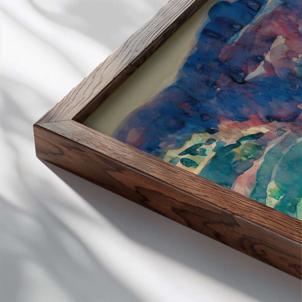 Purple Hills George Luks close up dark wood mockup