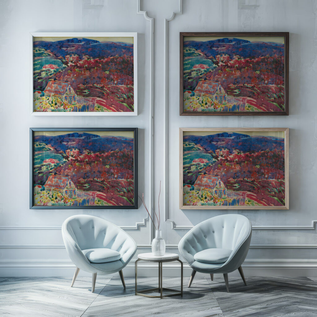 Purple Hills George Luks framed posters mockup