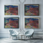 Purple Hills George Luks framed posters mockup