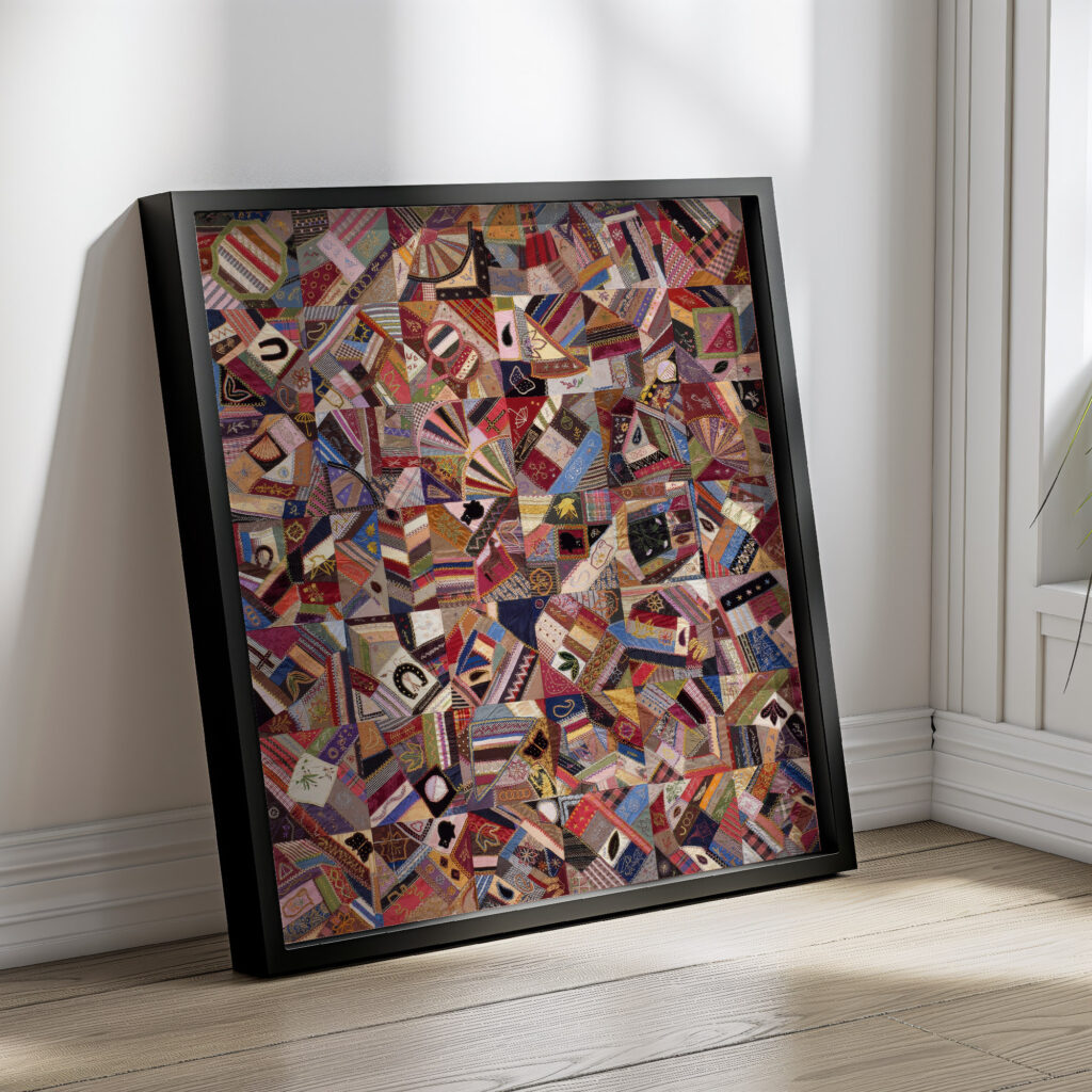 Quilt Top Crazy pattern ca 1885 Unknown 4 mockup