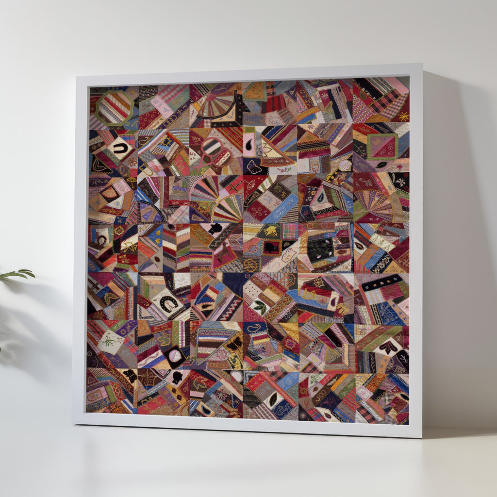 Quilt Top Crazy pattern ca 1885 Unknown 5 mockup