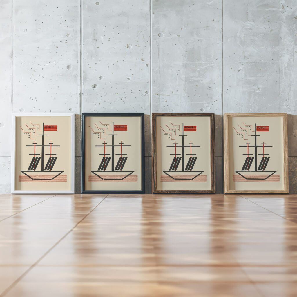 R.S.F.S.R. 1923 El Lissitzky framed posters mockup
