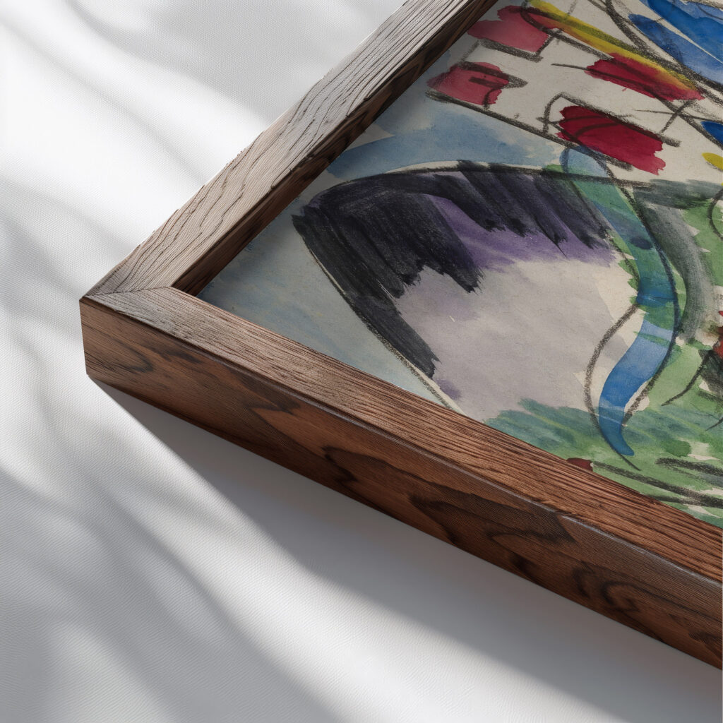 Radrennen 1923 Ernst Ludwig Kirchner close up dark wood mockup