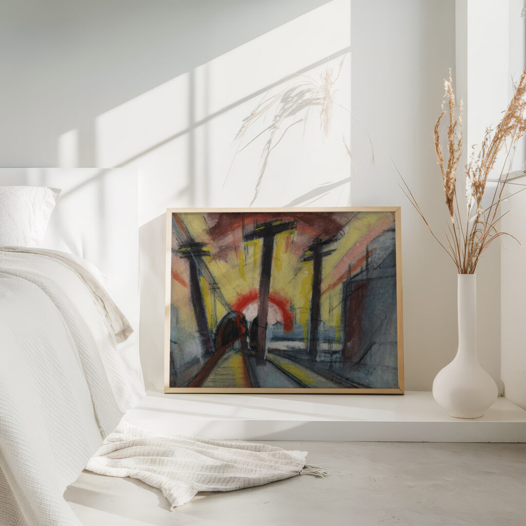 Railroad Tracks Cityscape With Sun 1927 Oscar Bluemner 4 mockup