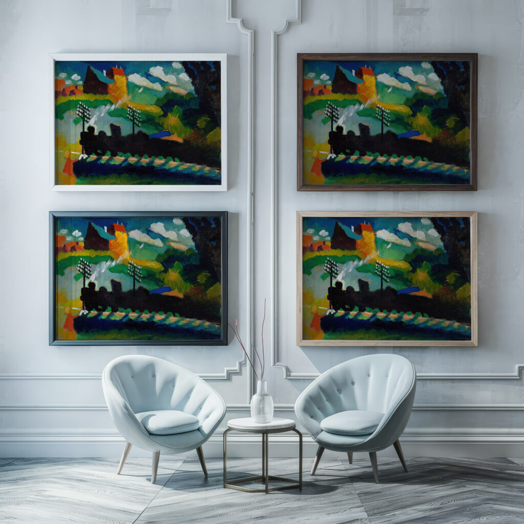 Railway near Murnau 1909 Wassily Kandinsky framed posters mockup