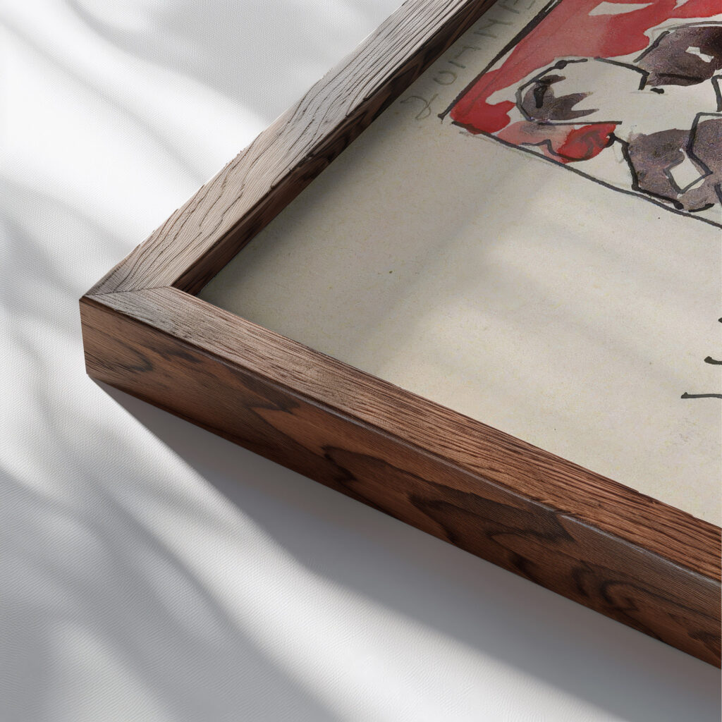 Reclameontwerp voor zonneschermen en een libelle 1919 08 Reijer Stolk close up dark wood mockup