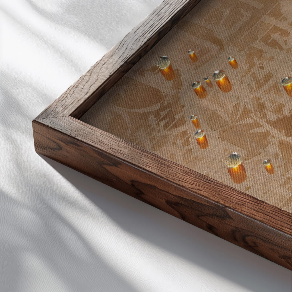 Recurrence 회귀 2004 Kim Tschang Yeul close up dark wood mockup