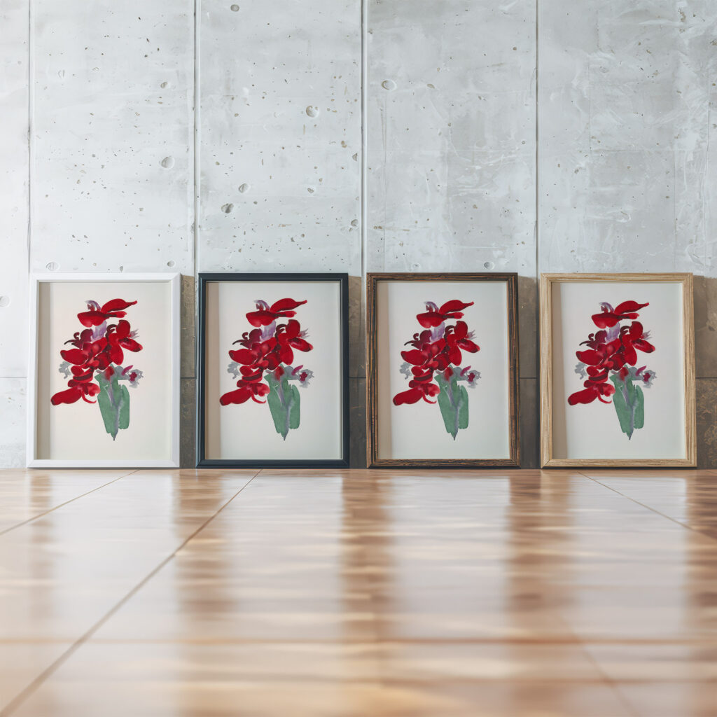 Red Canna 1915 Georgia OKeeffe framed posters mockup