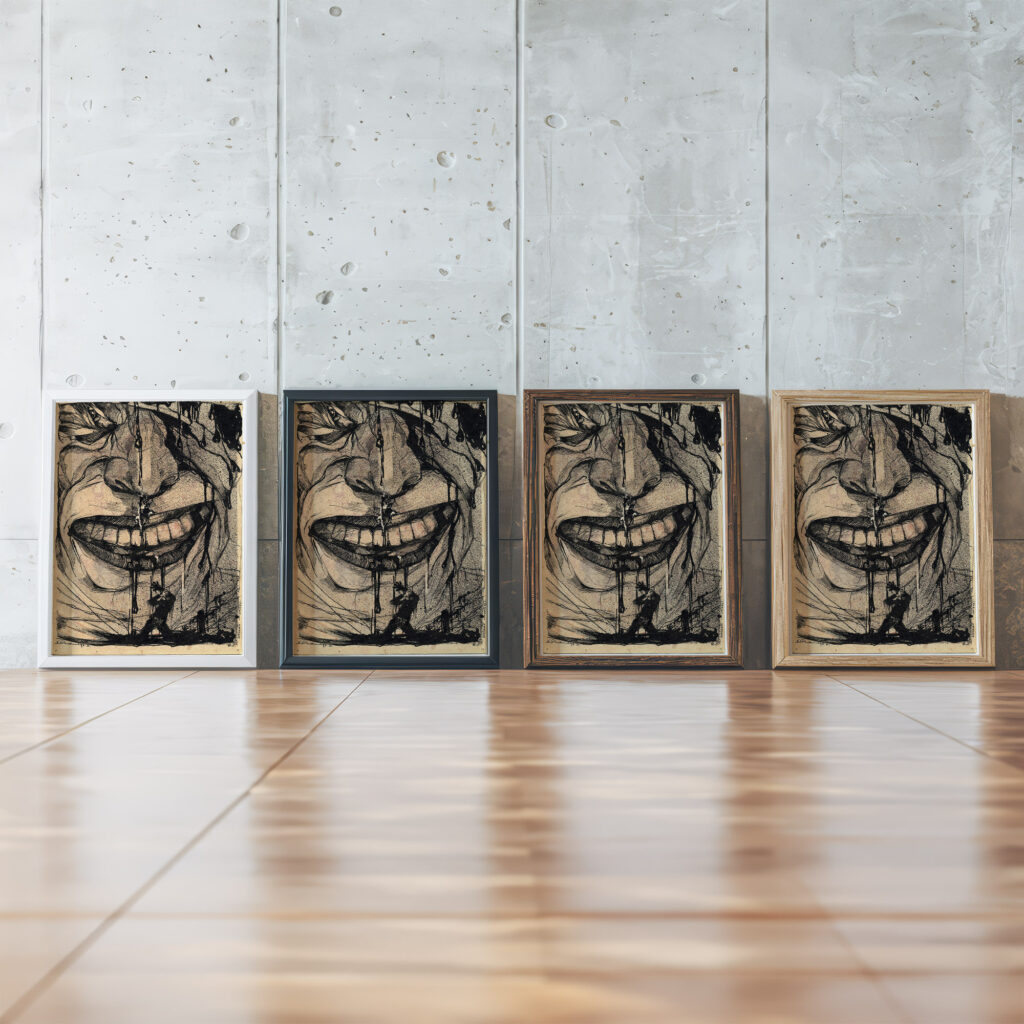 Red Laughter 1931 Karlis Padegs framed posters mockup