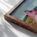 Red Rocks by Asgardstrand 1904 Edvard Munch close up dark wood mockup