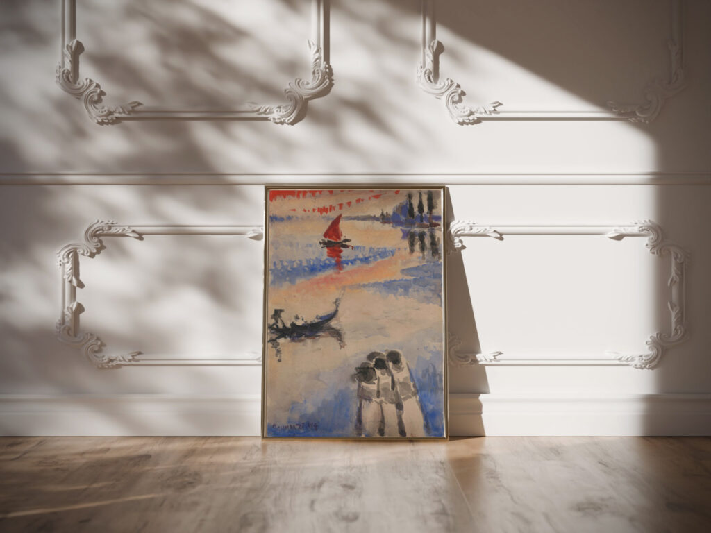 Red Sailing Ship and Gondola Jules Schmalzigaug video mockup