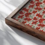 Red poppy design 1911 Unknown close up dark wood mockup