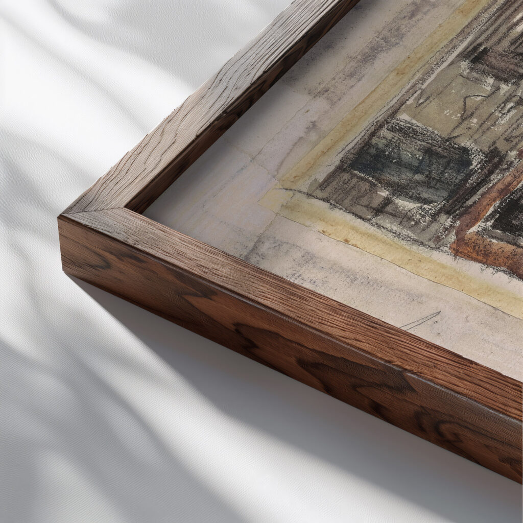 Reflections Venetian Canal c. 1900 1920 Eugene Vail close up dark wood mockup