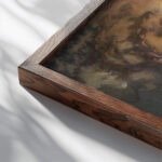 Reflective river 1921 Joseph Pennell close up dark wood mockup