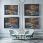 Reflective river 1921 Joseph Pennell framed posters mockup