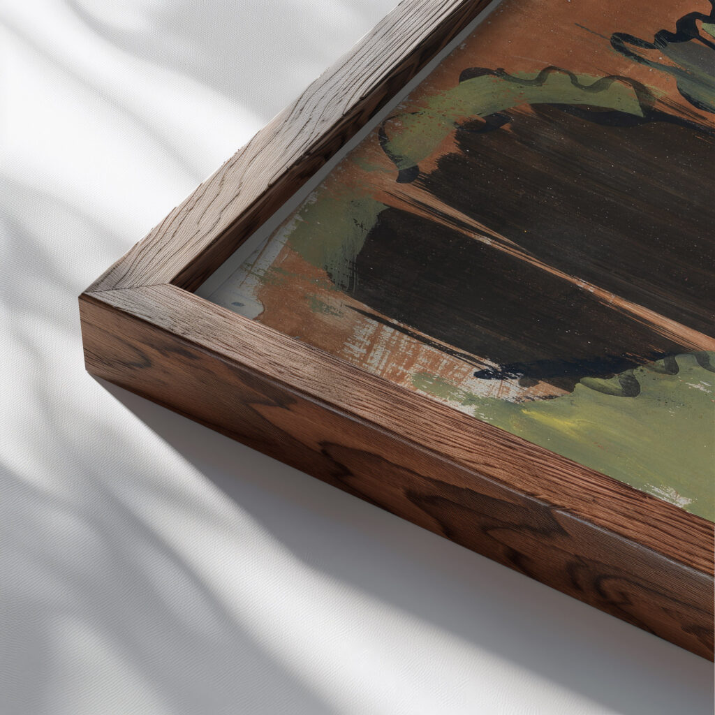 Regenwolken uber der Balmalp August Babberger close up dark wood mockup