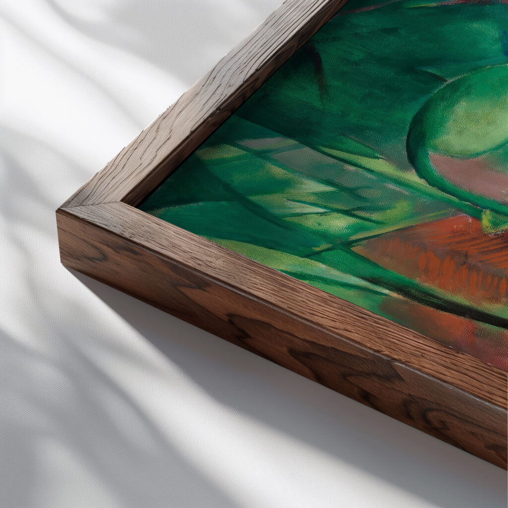 Rehe im Walde II 1914 Franz Marc close up dark wood mockup