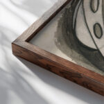 Relief Design of a Seated Female Figure 1910 1915 Henri Gaudier Brzeska close up dark wood mockup