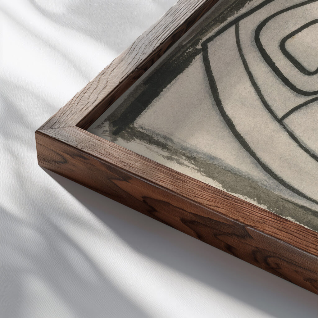 Relief Design of an Abstract Female Figure 1910 1915 Henri Gaudier Brzeska close up dark wood mockup