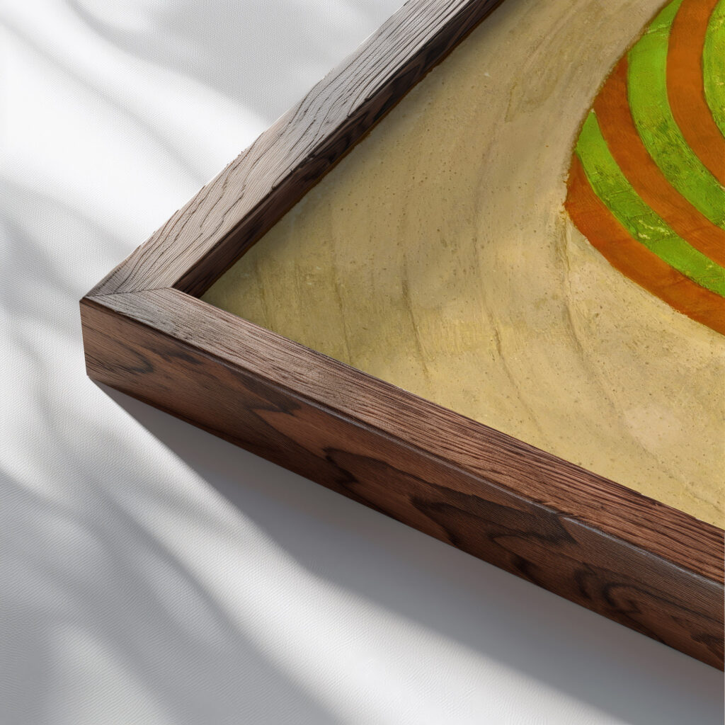 Relief Rhythms 1932 Robert Delaunay close up dark wood mockup