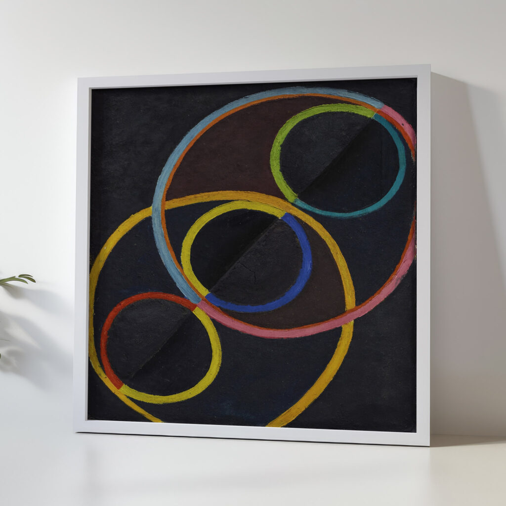 Relief noir avec des cercles de couleur Robert Delaunay 5 mockup