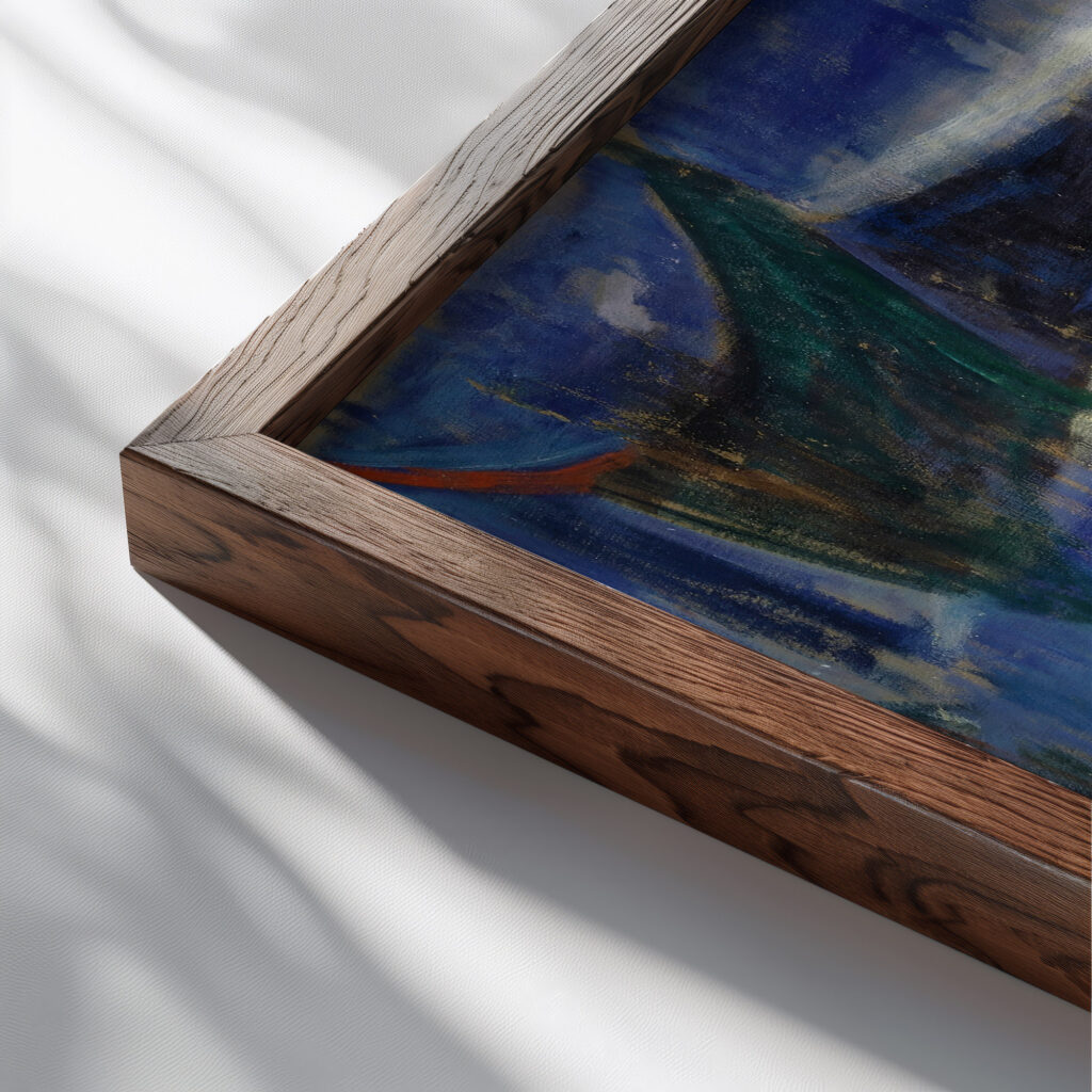 Reminiscence of Edvard Munch 1923 Albert Muller close up dark wood mockup