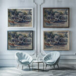 Remorquer quai Bucherel Pontoise Les Becs de gaz Louis Hayet framed posters mockup