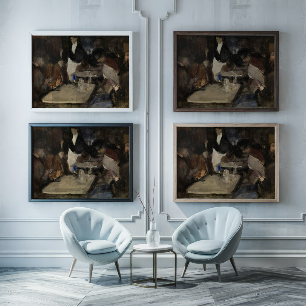 Restaurant ‘Mille Colonnes in Amsterdam Isaac Israels framed posters mockup