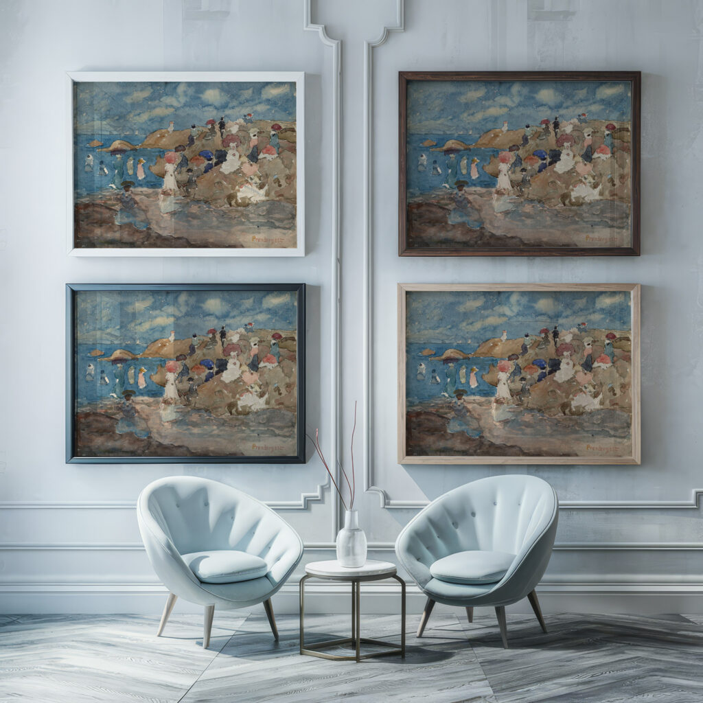 Revere Beach c. 1896 Maurice Prendergast framed posters mockup