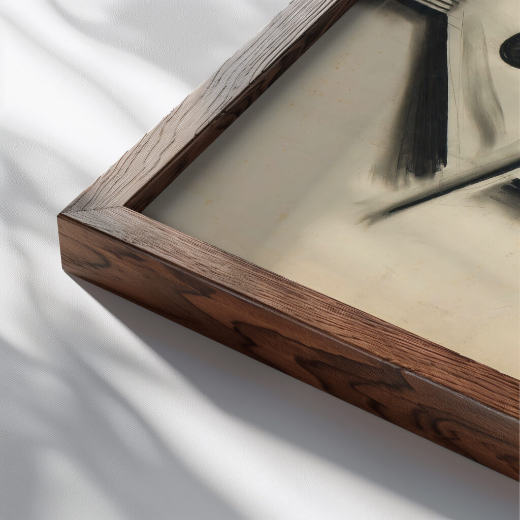Revue Girl ca. 1925 Hugo Scheiber close up dark wood mockup