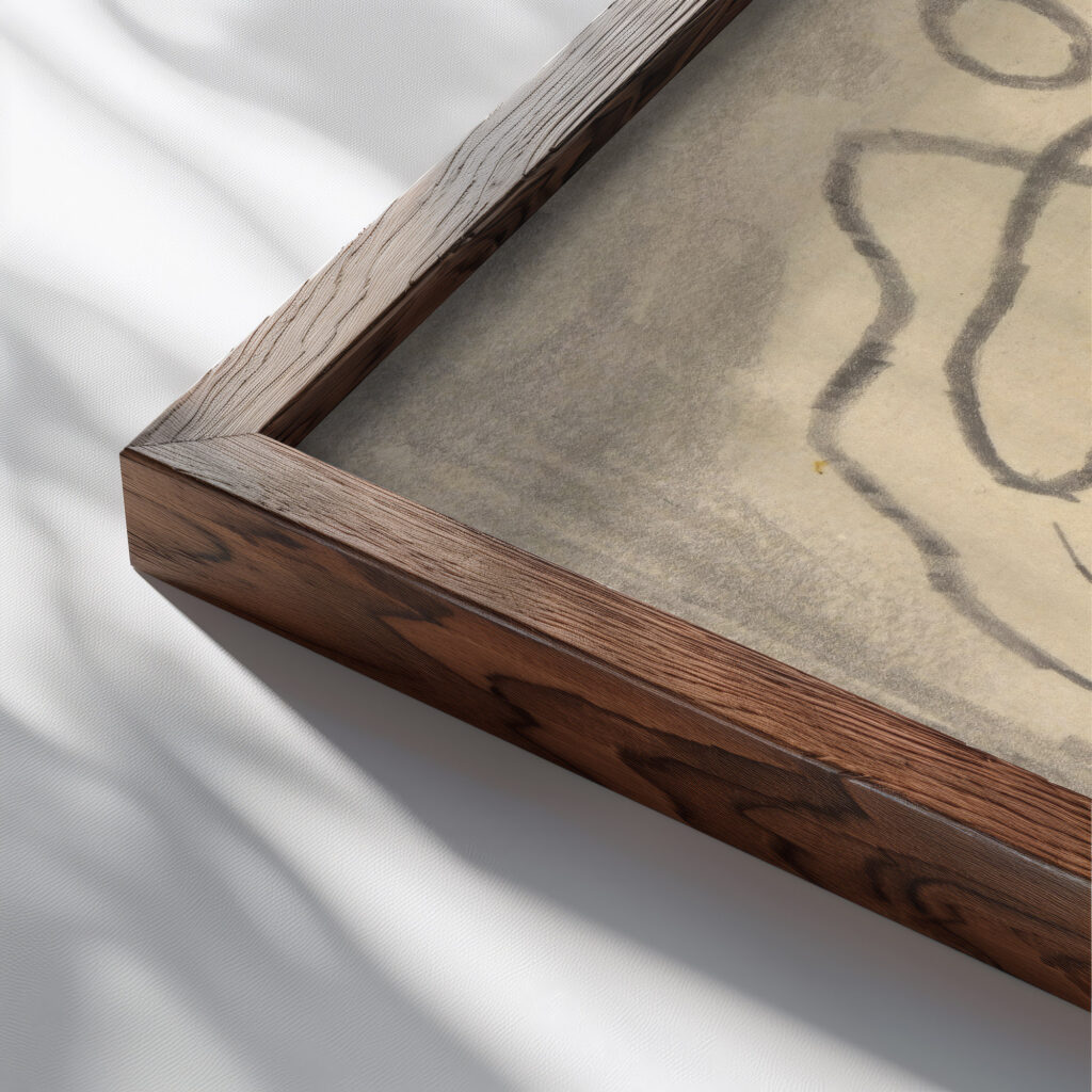 Rhythmic Lines Abstraction 1915 Abraham Walkowitz close up dark wood mockup