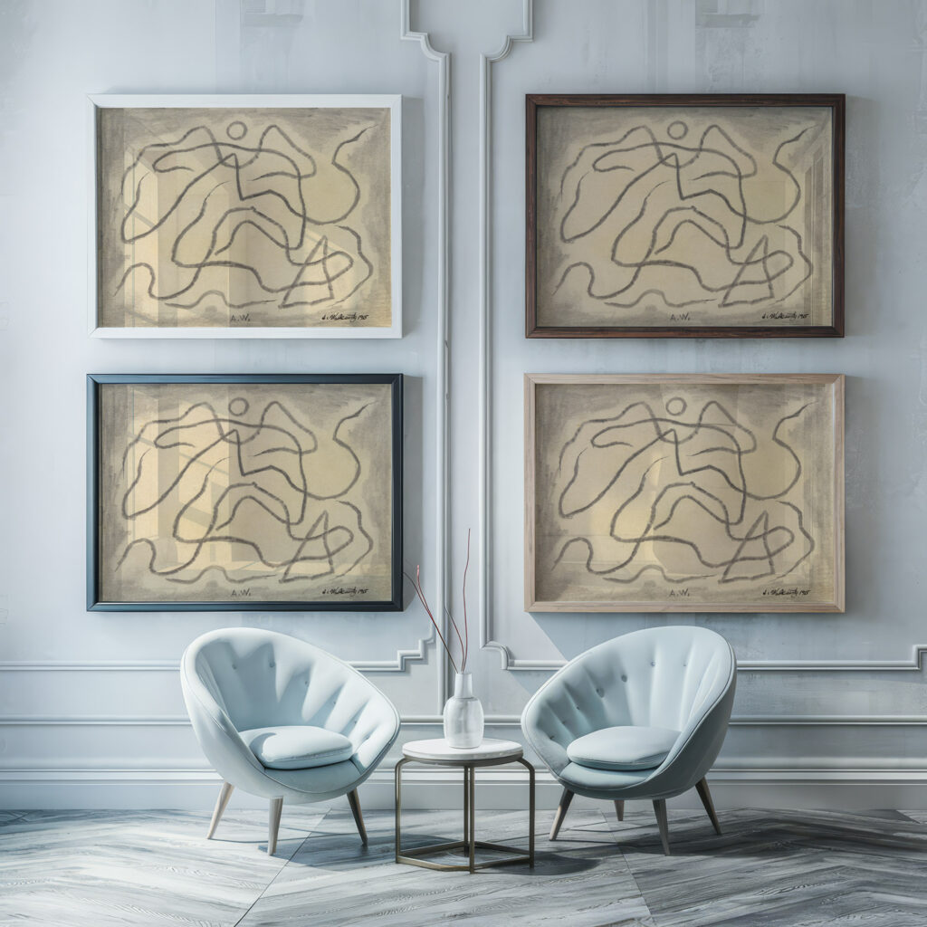 Rhythmic Lines Abstraction 1915 Abraham Walkowitz framed posters mockup