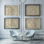 Rhythmic Lines Abstraction 1915 Abraham Walkowitz framed posters mockup