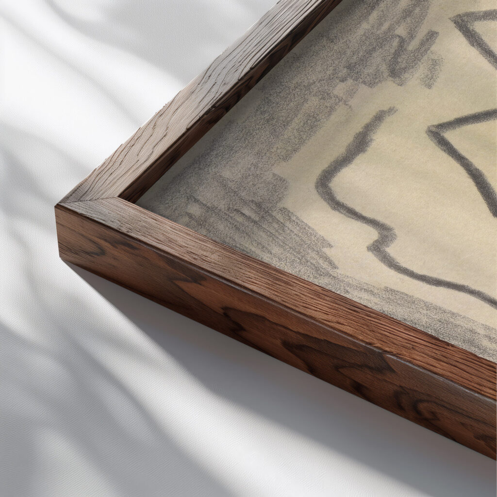 Rhythmic Lines Abstraction 1917 Abraham Walkowitz close up dark wood mockup