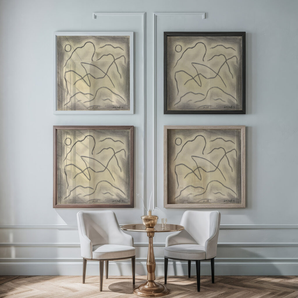 Rhythmic Lines Dance Abstraction 1918 Abraham Walkowitz framed posters mockup