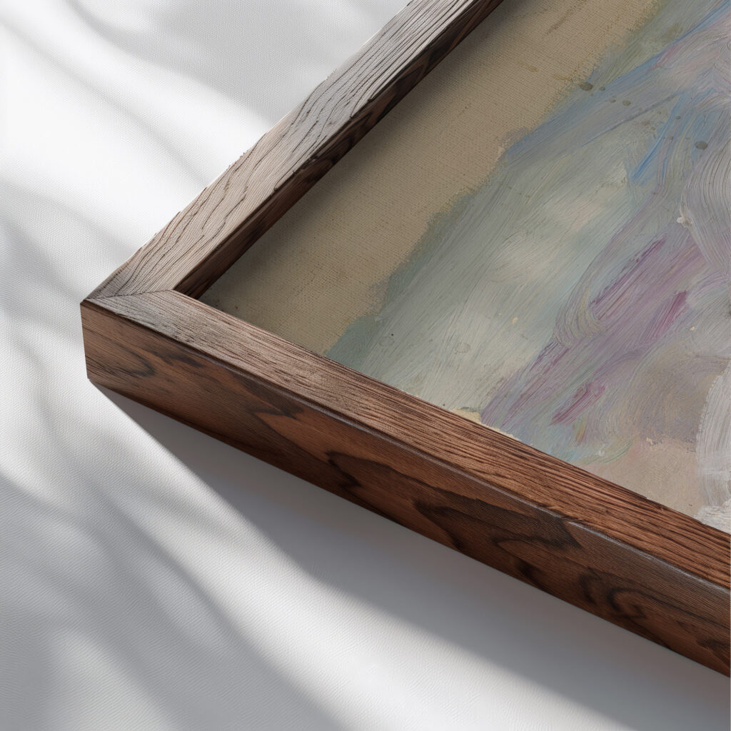 Riders on horseback 1900 Jozef Hanula close up dark wood mockup