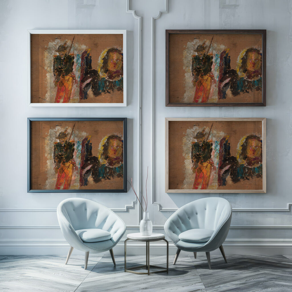 Rifleman and head 1920 Tadeusz Makowski framed posters mockup