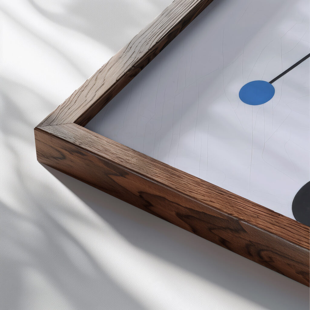 Rising Falling Clinging Flying 1934 Sophie Taeuber Arp close up dark wood mockup