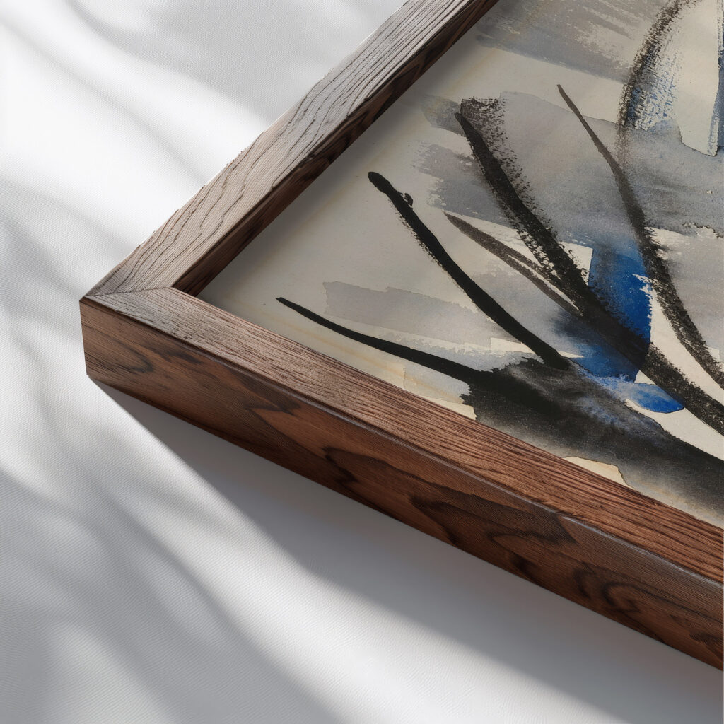 River Landscape 1915 1920 Sulho Sipila close up dark wood mockup
