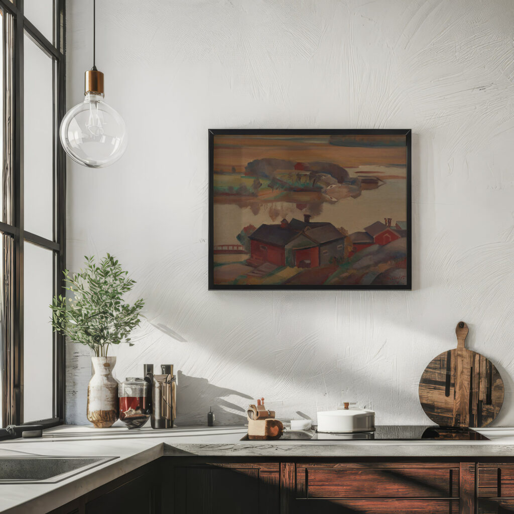 River Landscape With Buildings 1930 Ilmari Aalto 6 mockup