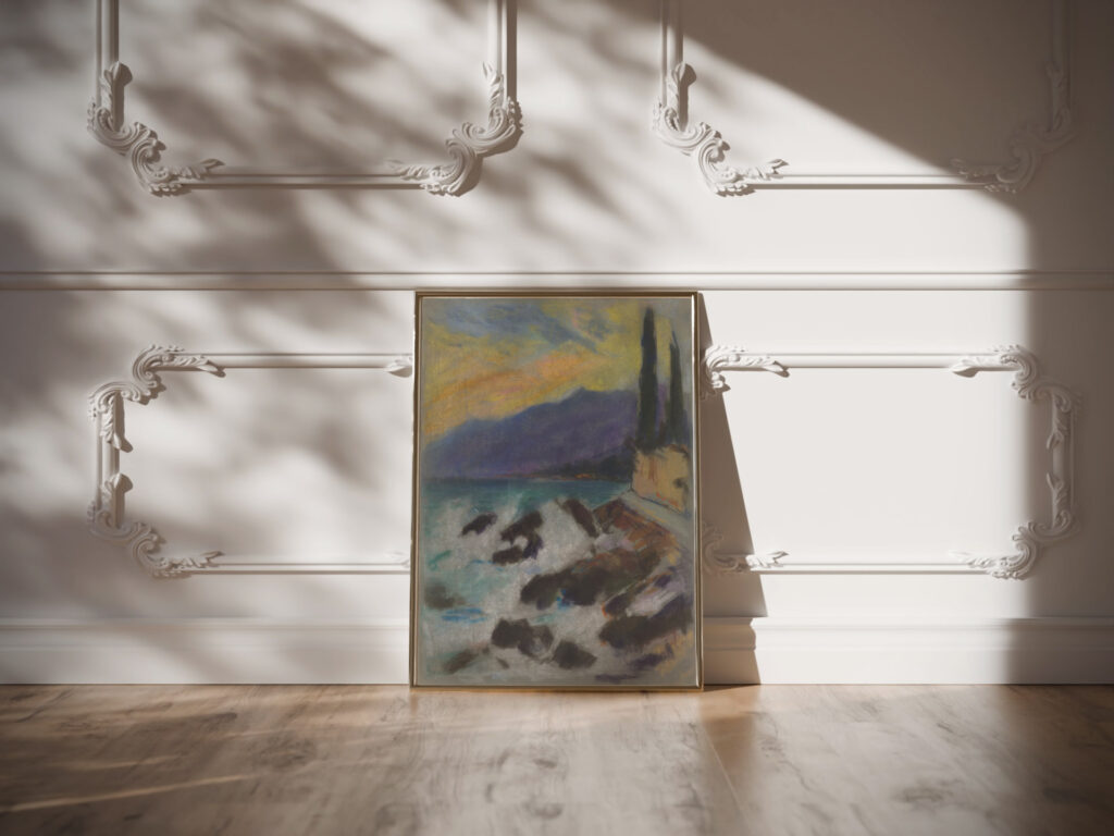 Rocky Seashore with Cypresses 1925 1928 Zolo Palugyay video mockup