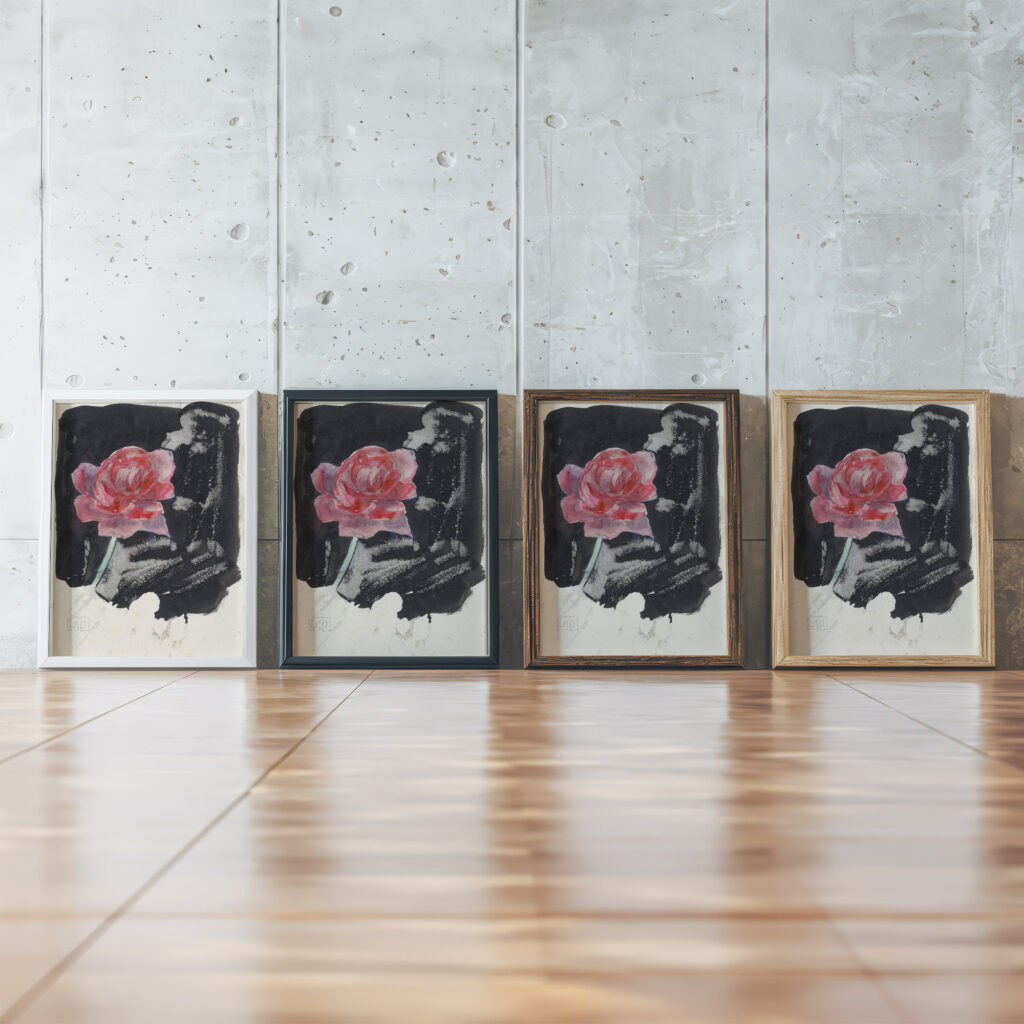 Rode roos 1874 Carel Adolph Lion Cachet framed posters mockup