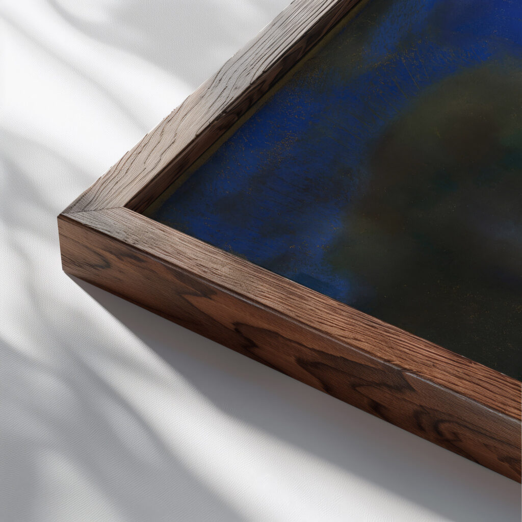 Roger and Angelica 1910 Odilon Redon close up dark wood mockup