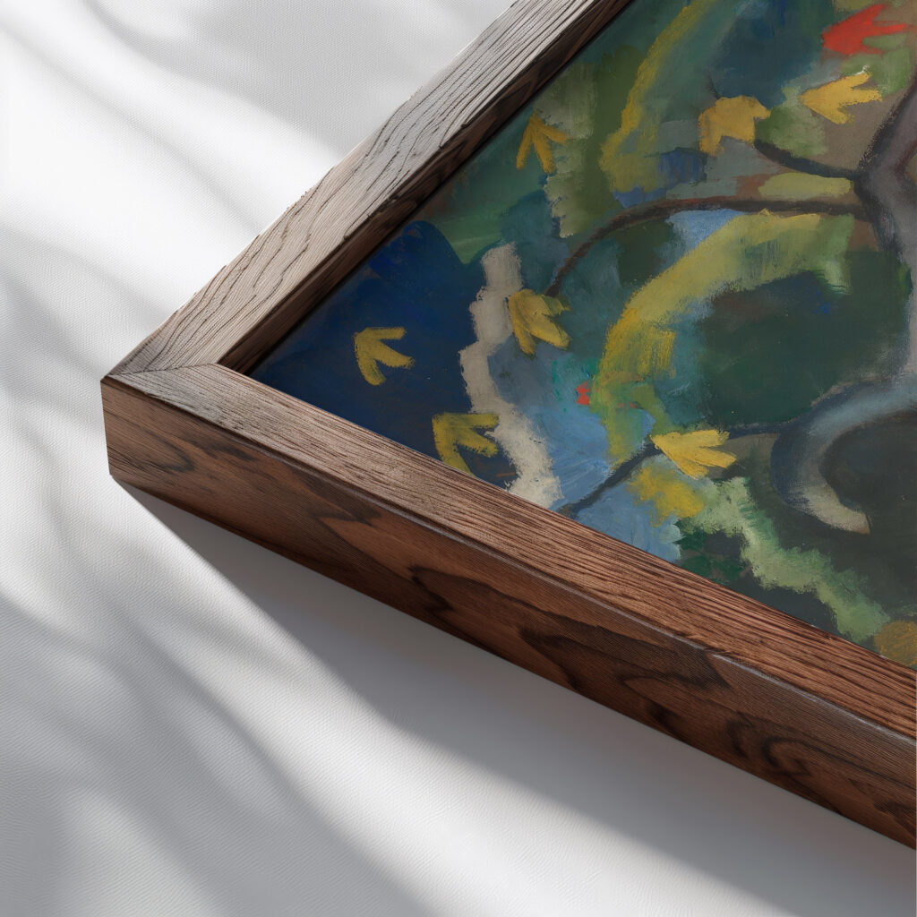 Rokoko 1912 August Macke close up dark wood mockup