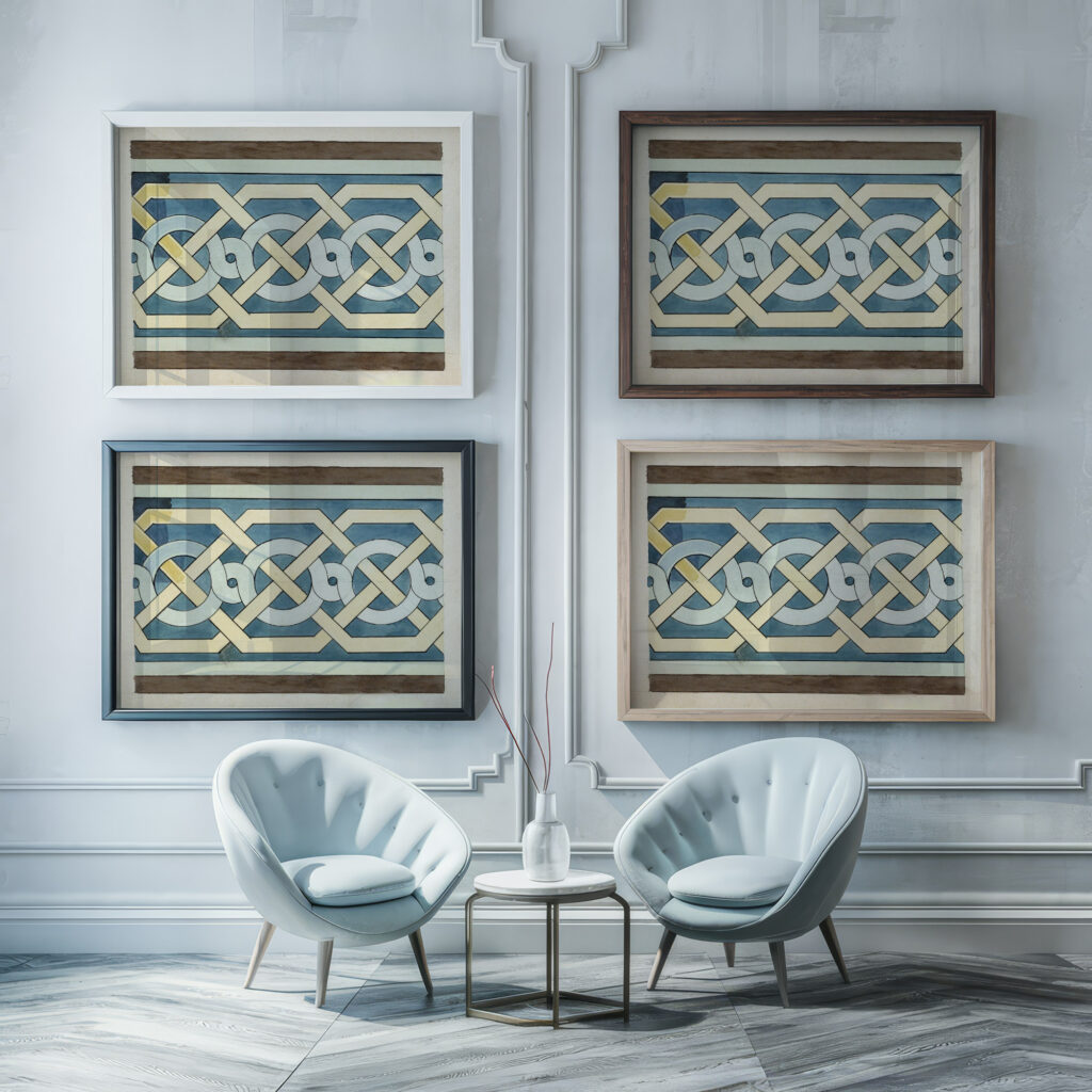 Romaans bandmotief met vlechtwerk c. 1890 c. 1922 Johanna van de Kamer framed posters mockup